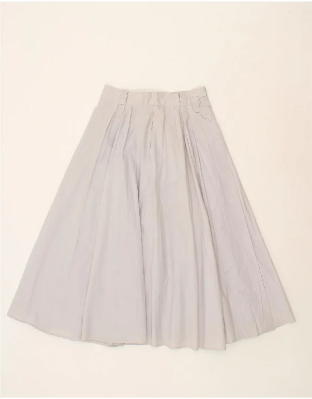 VINTAGE Womens Pleated Skirt EU 38 Medium W26  Grey Cotton slim fit skirt
