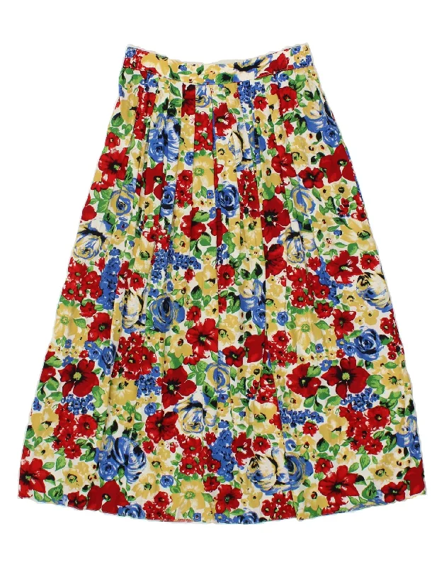 VINTAGE Womens Pleated Skirt EU 40 Medium W28 Multicoloured Floral velvet skirt luxurious VINTAGE Womens Pleated Skirt EU 40 Medium W28 Multicoloured Floral velvet skirt luxurious