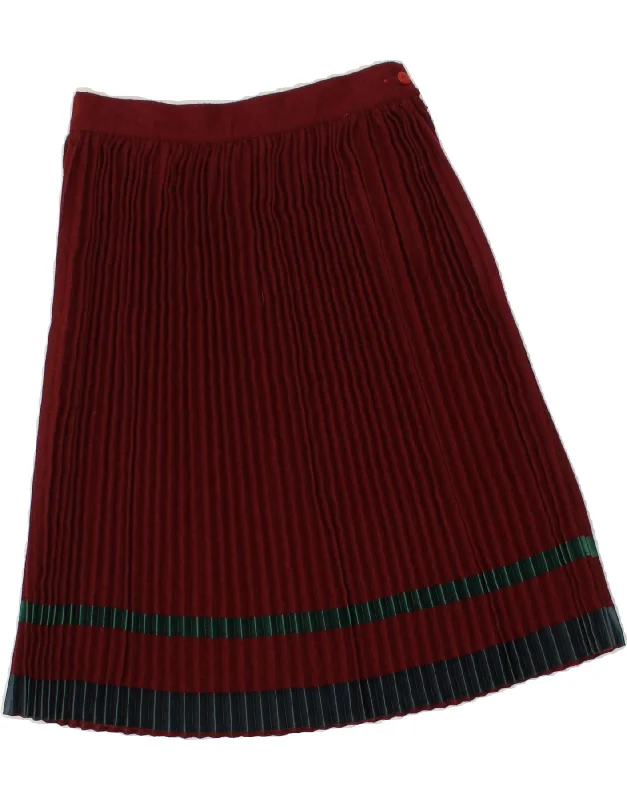 VINTAGE Womens Pleated Skirt IT 44 Medium W28 Burgundy Colourblock cashmere skirt soft VINTAGE Womens Pleated Skirt IT 44 Medium W28 Burgundy Colourblock cashmere skirt soft