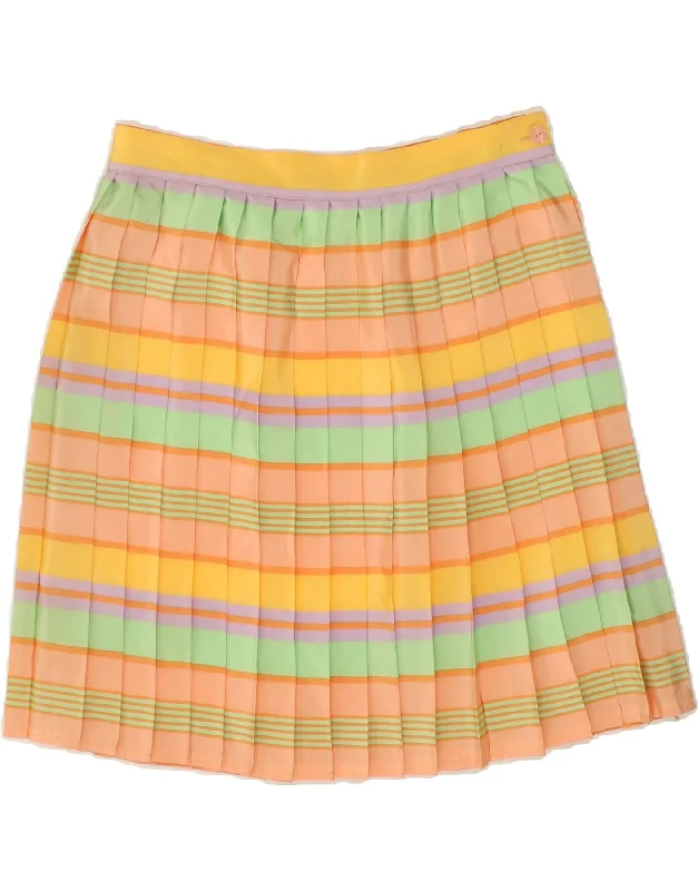 VINTAGE Womens Pleated Skirt W30 Medium Multicoloured Striped Polyester belted skirt waist VINTAGE Womens Pleated Skirt W30 Medium Multicoloured Striped Polyester belted skirt waist