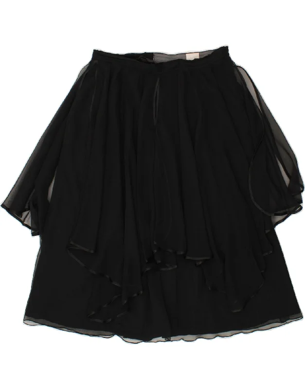 VINTAGE Womens Tiered Skirt EU 42 Large W32 Black Polyester corduroy skirt comfortable VINTAGE Womens Tiered Skirt EU 42 Large W32 Black Polyester corduroy skirt comfortable