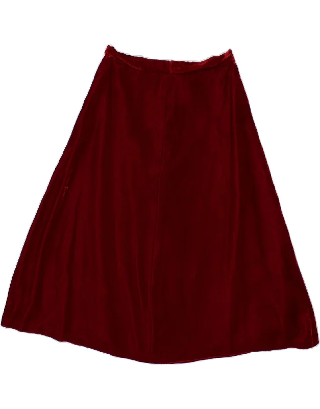 VINTAGE Womens Velvet A-Line Skirt W26 Small  Burgundy leather skirt bold