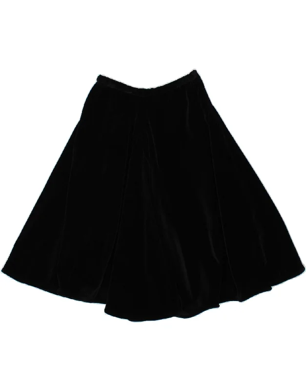 VINTAGE Womens Velvet A-Line Skirt W27 Small Black silk skirt smooth