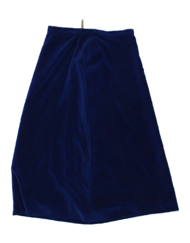 VINTAGE Womens Velvet A-Line Skirt W30 Medium Navy Blue floral skirt print