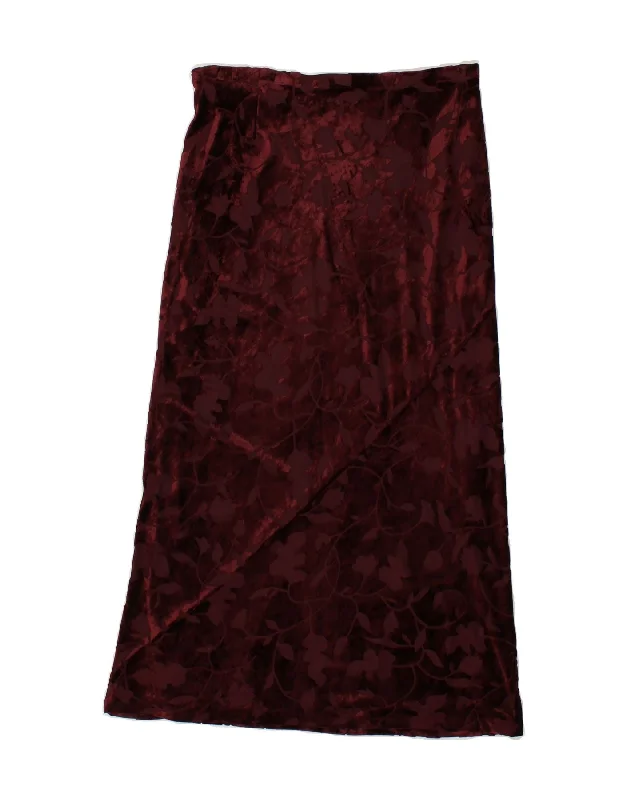 VINTAGE Womens Velvet Maxi Skirt IT 44 Medium W34 Burgundy Floral patchwork skirt art VINTAGE Womens Velvet Maxi Skirt IT 44 Medium W34 Burgundy Floral patchwork skirt art