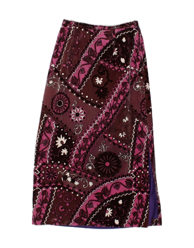 VINTAGE Womens Velvet Maxi Skirt W28 Medium Maroon Paisley leather skirt durable