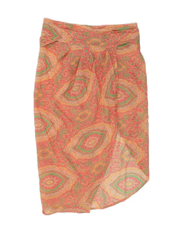 VINTAGE Womens Wrap Skirt UK 12 Medium W32 Orange Paisley Polyester corduroy skirt durable VINTAGE Womens Wrap Skirt UK 12 Medium W32 Orange Paisley Polyester corduroy skirt durable