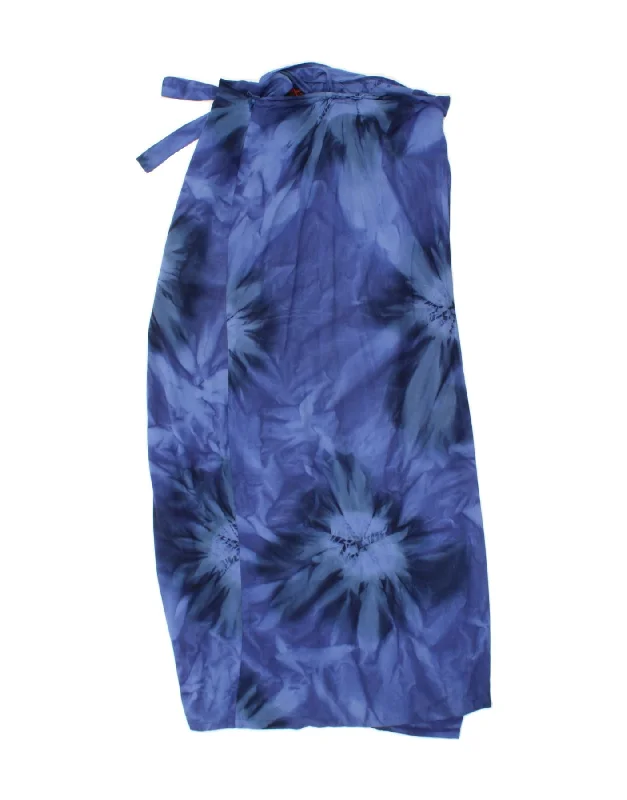 VINTAGE Womens Wrap Skirt UK 14 Large W32 Blue Floral Viscose Beach vintage skirt charm VINTAGE Womens Wrap Skirt UK 14 Large W32 Blue Floral Viscose Beach vintage skirt charm