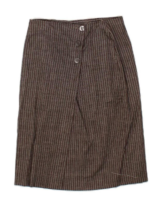 VINTAGE Womens Wrap Skirt UK 14 Medium W30 Grey Striped Linen tulle skirt dreamy