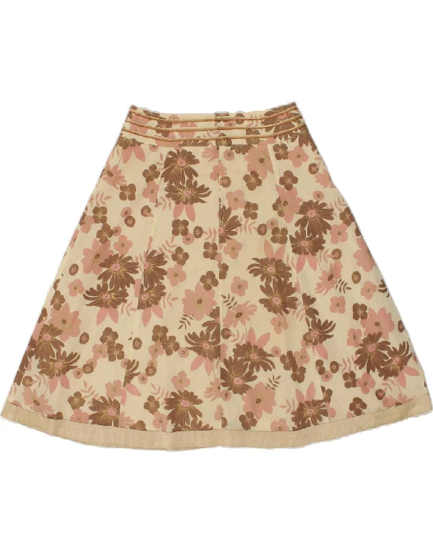 WHISTLES Womens A-Line Skirt UK 8 Small W30 Beige Floral lightweight skirt design
