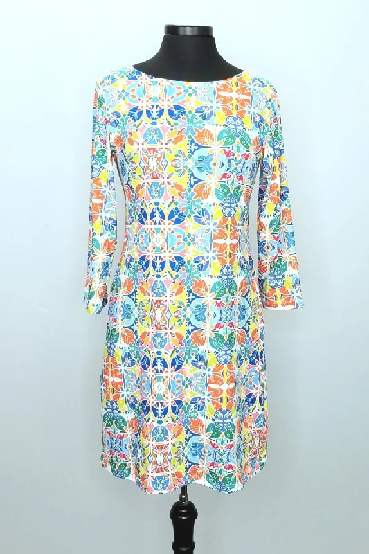 Mosaic Colorful 3/4 Sleeve Dress