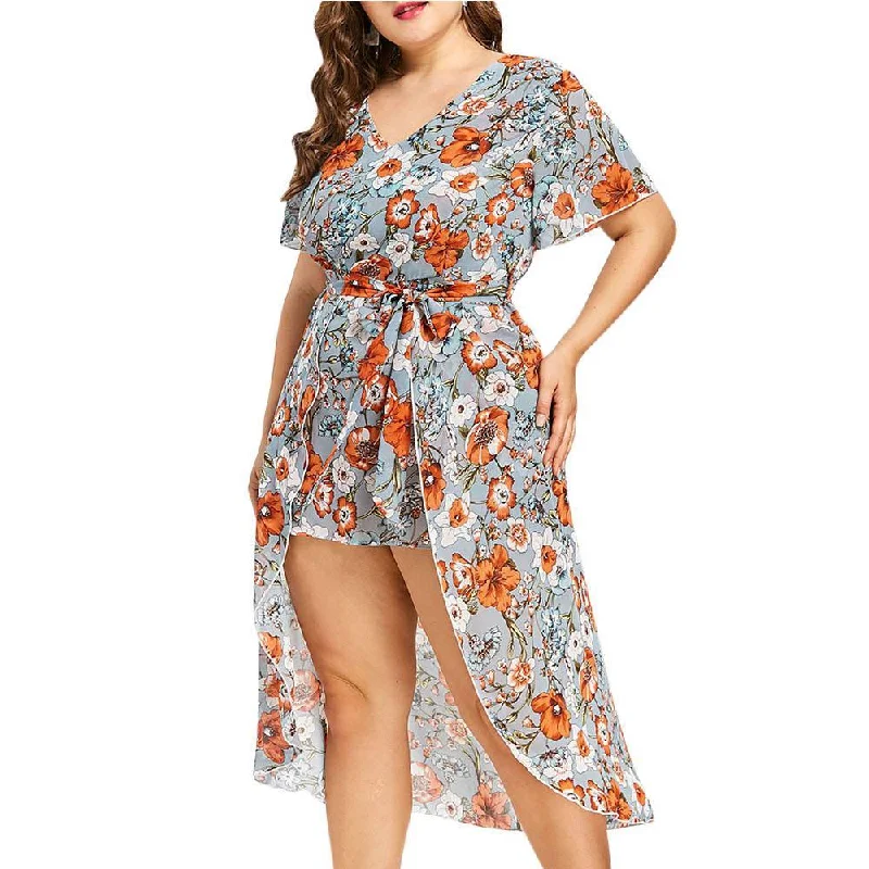 ANALUKE Flower Print Butterfly Sexy Dress