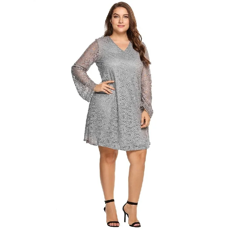 ANALUKE See-through Crochet Lace Dress