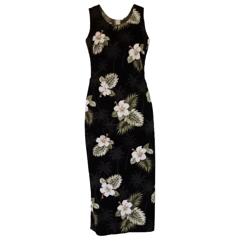 Blackberry Black Long Hawaiian Tank Dress