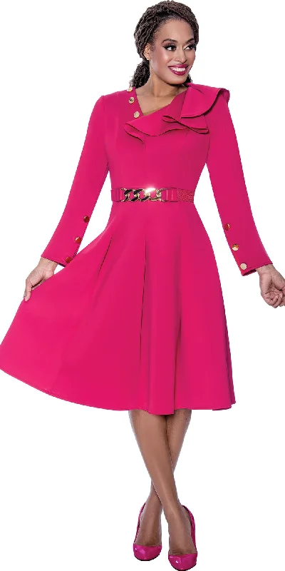 Dresses By Nubiano 100191 - Magenta - Scuba Belted Dress