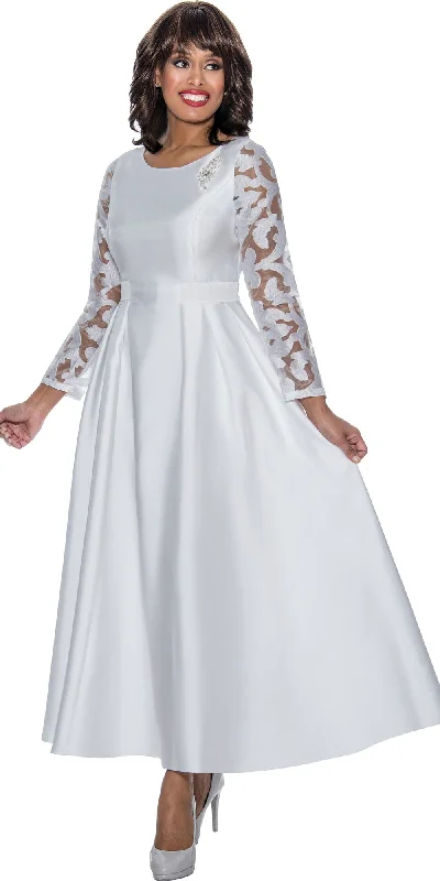 Dresses by Nubiano 1471 - White - Sheer Sleeve Dress