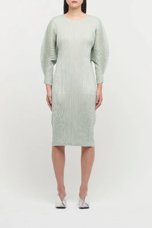 Pleats Please Issey Miyake Montly Colors November Dress in Sage Green