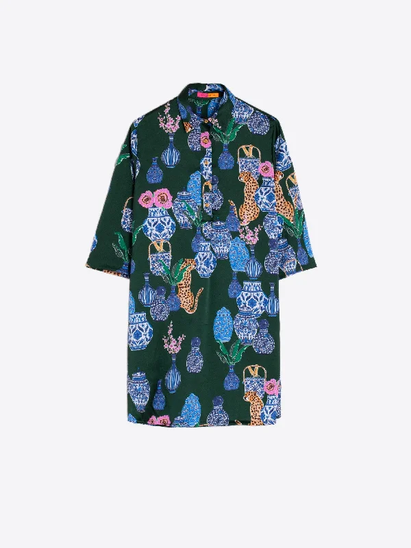 Green Porcelain Print Dress