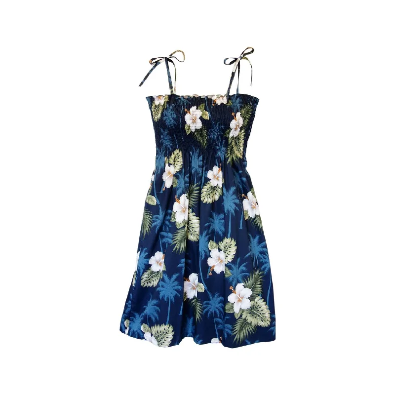 Hilo Blue Short Hawaiian Smocked Sundress