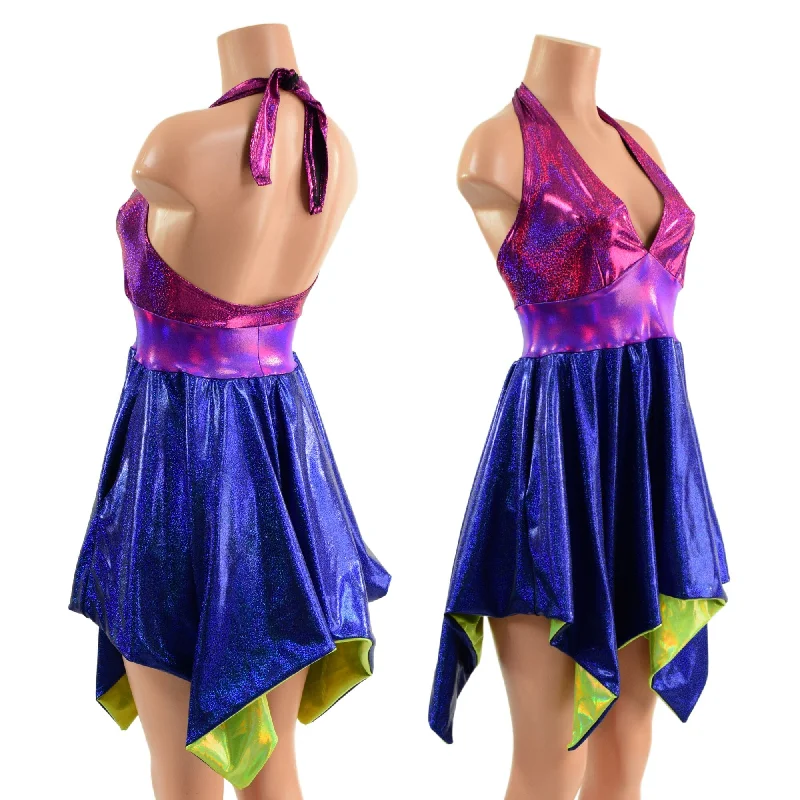 Holographic Tink Halter Dress with POCKETS
