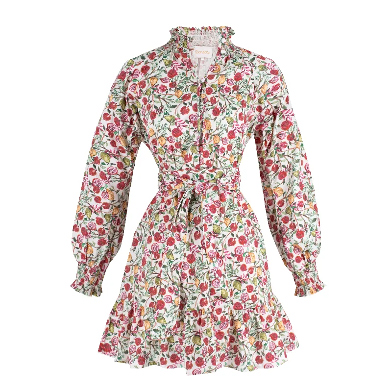 Julie Women’s Dress - White Pomegranate