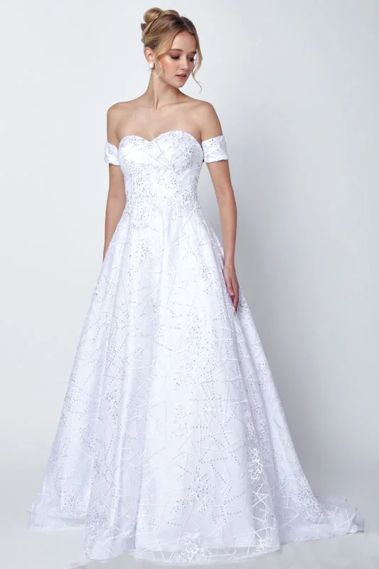 JULIET 692W Arm Bands with Embroidered Lace Ball Gown