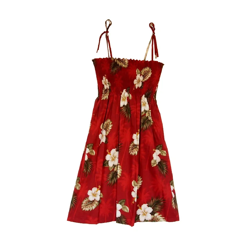 Lava Red Short Hawaiian Smocked Sundress