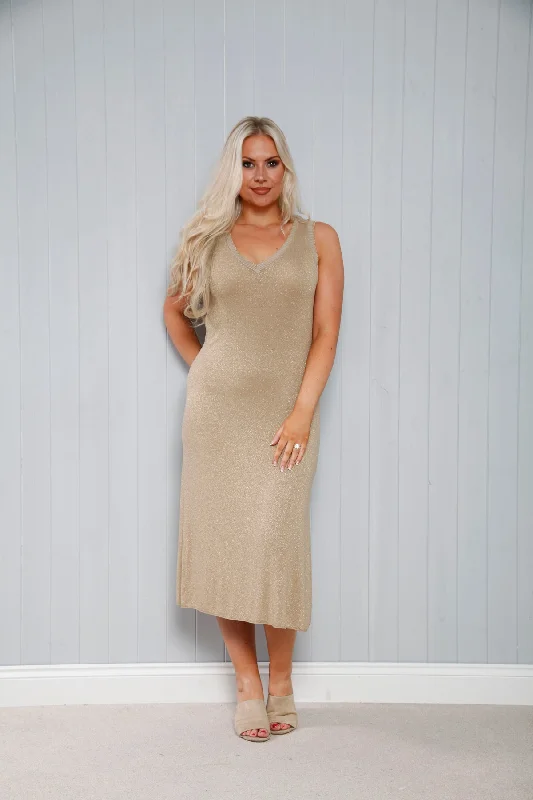 Megan Lurex Dress Gold
