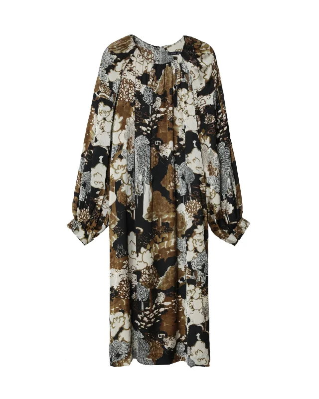 MIHOKO SAITO Volume Sleeves Forest Owl Dress