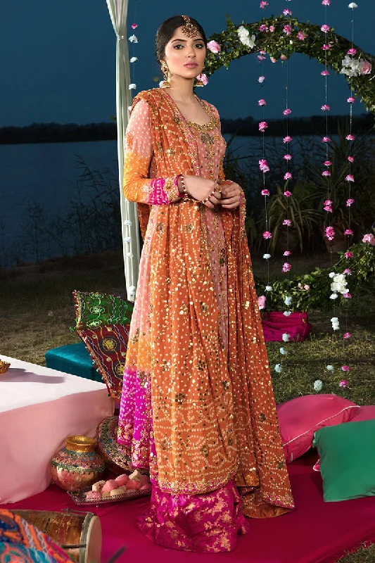 Pakistani Chunri Mehndi Dress in Orange Color #Y6065