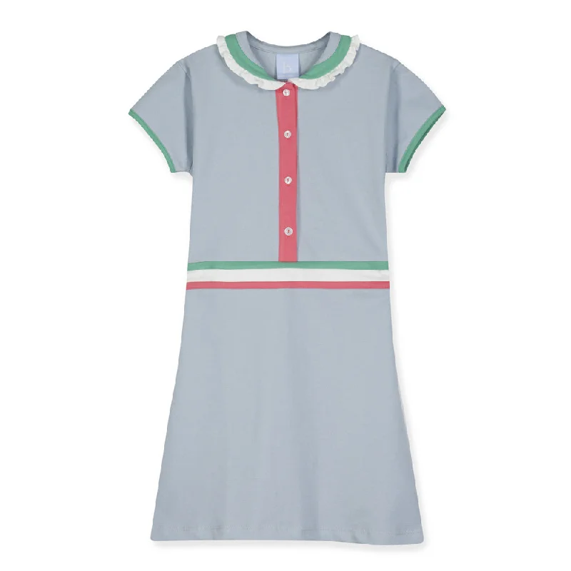 Raleigh Dress -- Moody Blue w/ Coral, Ivory & Green