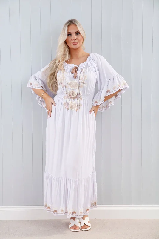 Samira Embroidered Dress White