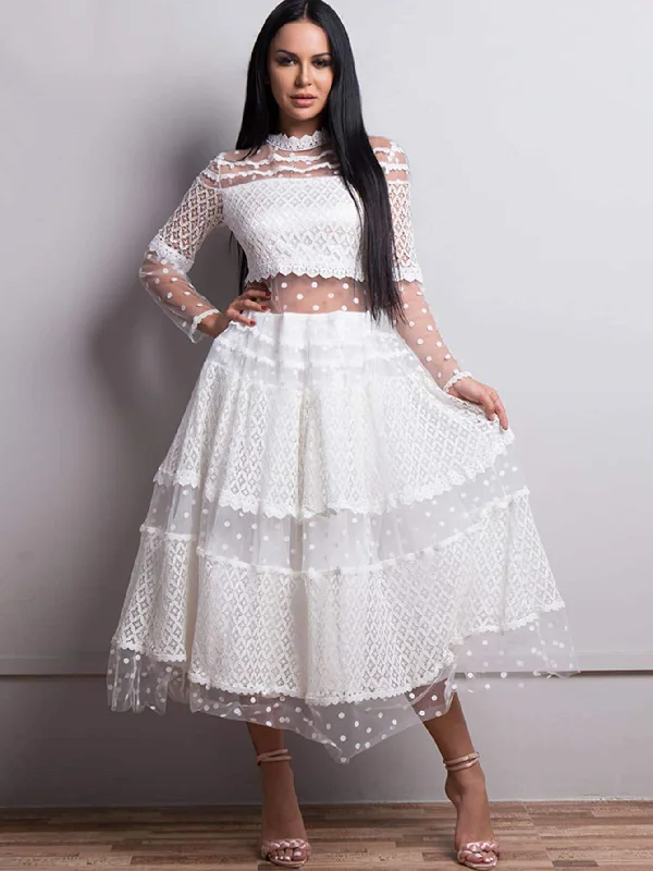 Sheer Lace & Mesh Overlay Dress