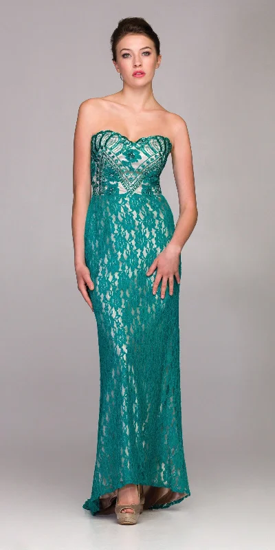 Juliet 561 Strapless Sweetheart Neckline Long Lace Dress