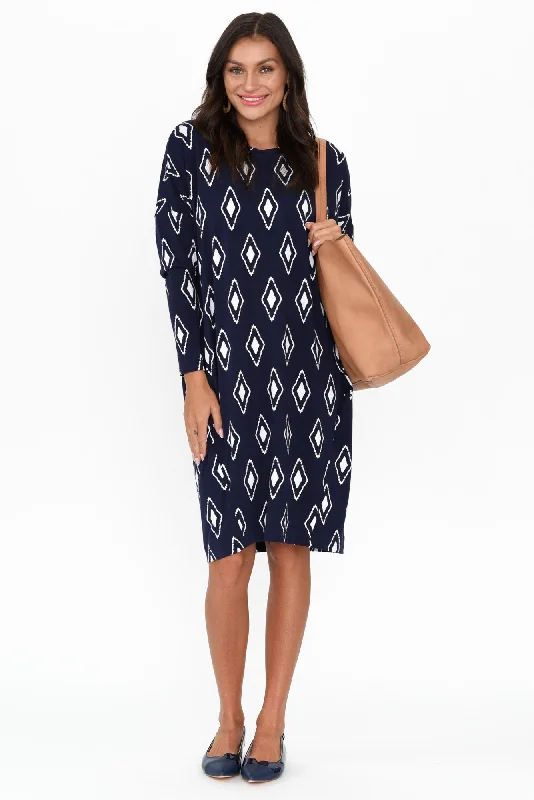 Turner Navy Diamond Bamboo Dress
