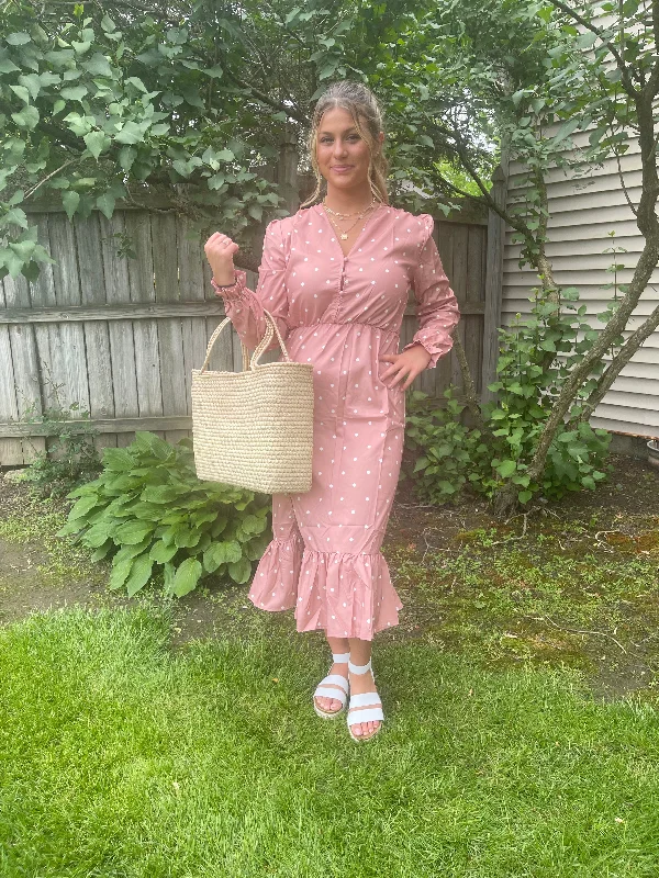 V-neck Polka Dot Dress