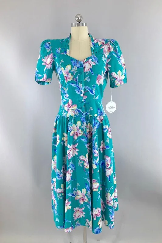 Vintage '80 Green Gardens Dress