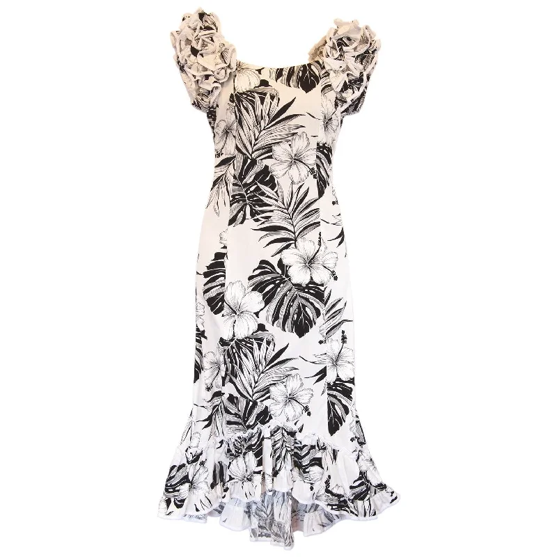Waikiki White Hawaiian Meaaloha Muumuu Dress with Sleeves
