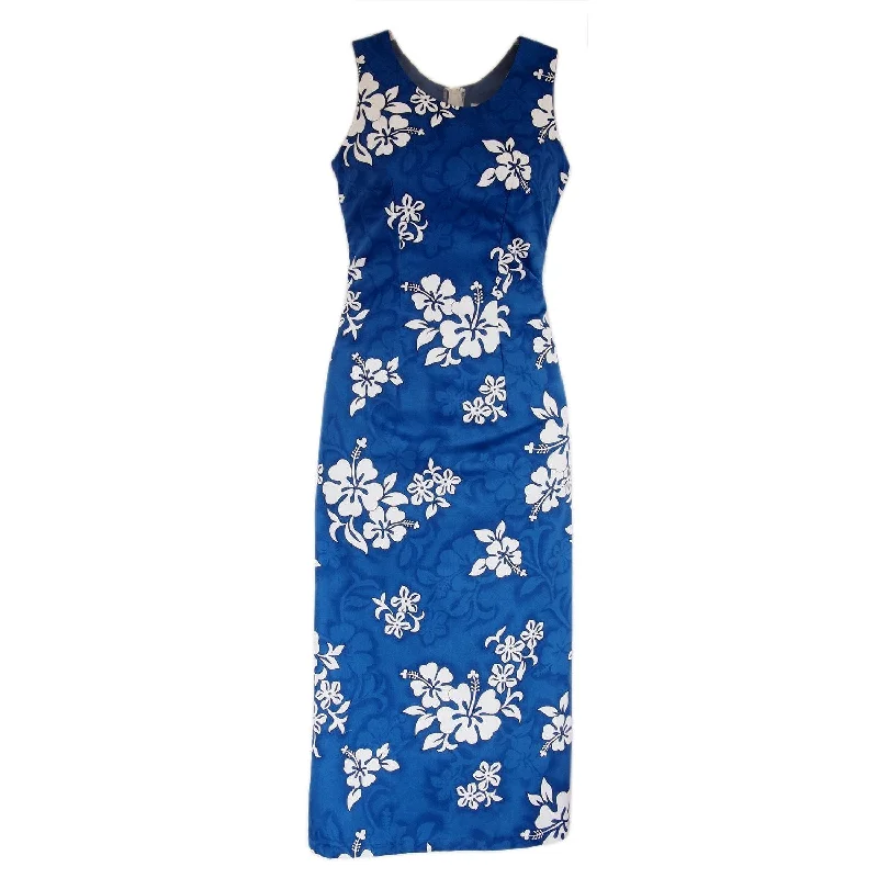 Waves Blue Long Hawaiian Tank Dress