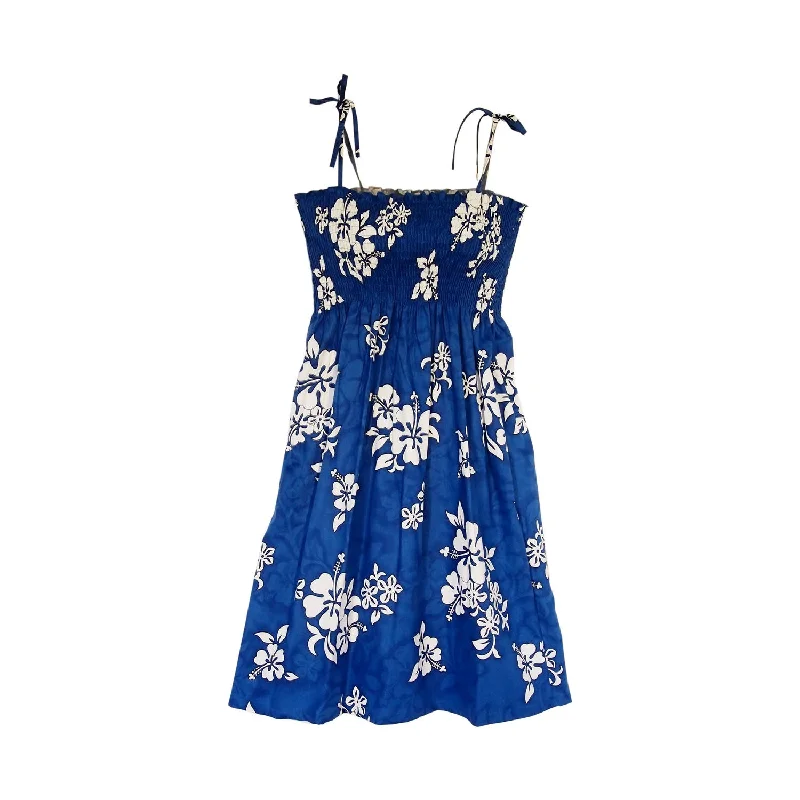 Waves Blue Short Hawaiian Smocked Sundress