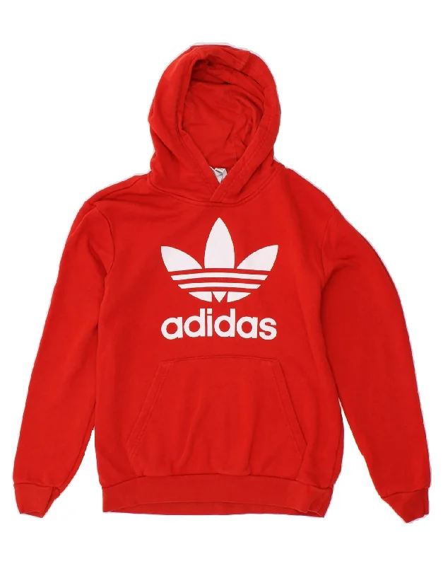 ADIDAS Boys Graphic Hoodie Jumper 11-12 Years Red Cotton Hoodie with Slit Hem Functional Movement ADIDAS Boys Graphic Hoodie Jumper 11-12 Years Red Cotton Hoodie with Slit Hem Functional Movement