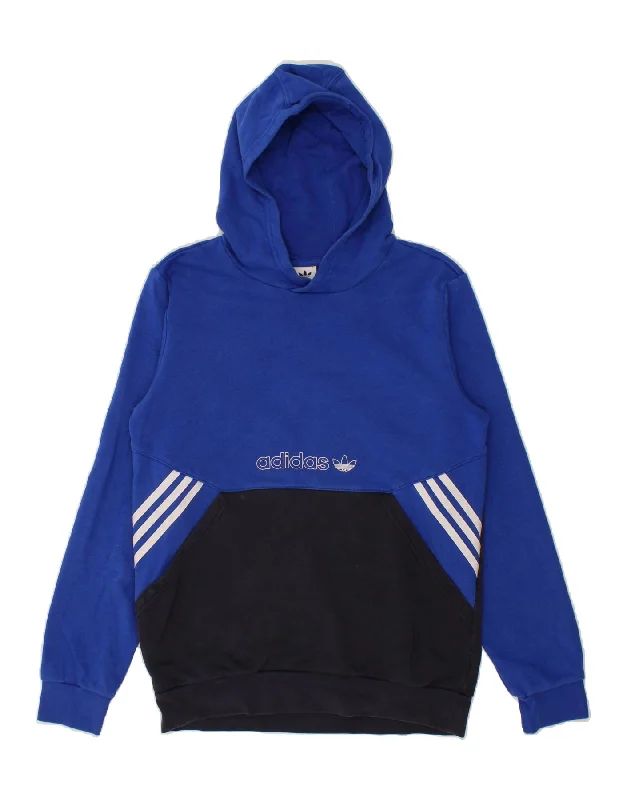ADIDAS Boys Graphic Hoodie Jumper 15-16 Years Blue Colourblock Cotton Hooded Sweatshirt Casual Wear Street Style ADIDAS Boys Graphic Hoodie Jumper 15-16 Years Blue Colourblock Cotton Hooded Sweatshirt Casual Wear Street Style