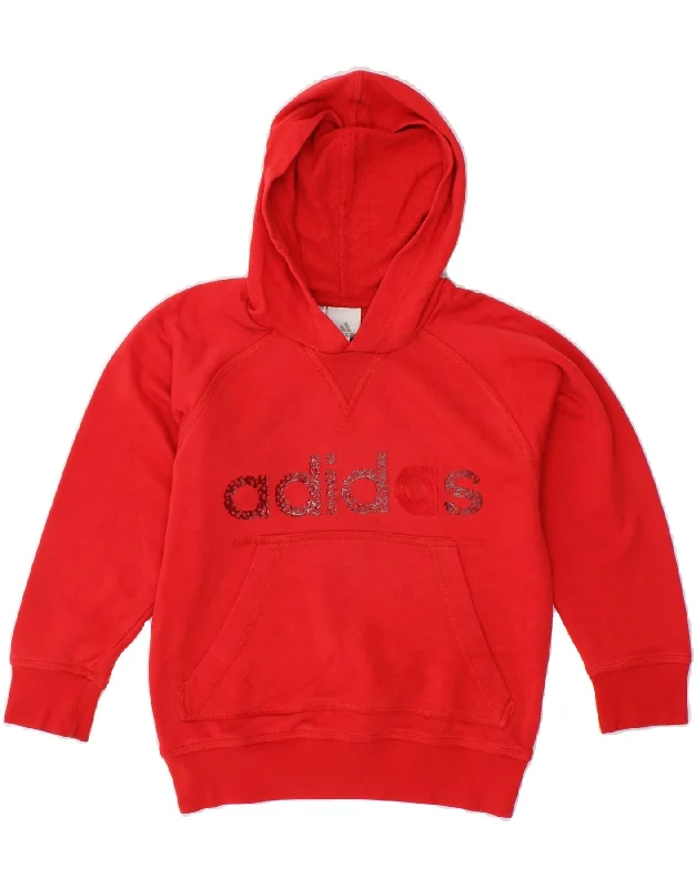 ADIDAS Boys Graphic Hoodie Jumper 7-8 Years Medium Red Cotton Hoodie with Exposed Zipper Edgy Industrial ADIDAS Boys Graphic Hoodie Jumper 7-8 Years Medium Red Cotton Hoodie with Exposed Zipper Edgy Industrial
