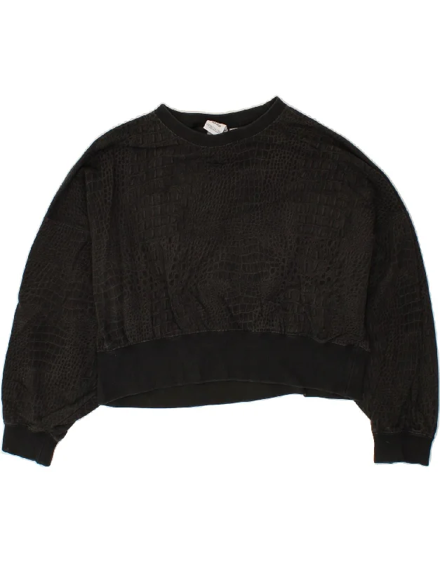 ADIDAS Womens Crop Oversized Sweatshirt Jumper UK 10 Small Black Hoodie with Hem Ribbing Snug Secure ADIDAS Womens Crop Oversized Sweatshirt Jumper UK 10 Small Black Hoodie with Hem Ribbing Snug Secure