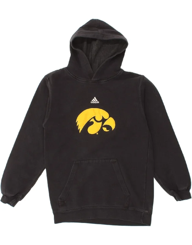ADIDAS Womens Graphic Hoodie Jumper UK 14/16 Large Black Cotton Hoodie with Applique Textured Unique ADIDAS Womens Graphic Hoodie Jumper UK 14/16 Large Black Cotton Hoodie with Applique Textured Unique