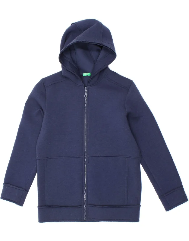BENETTON Boys Zip Hoodie Sweater 10-11 Years XL Navy Blue Polyester Hoodie with Raw Hem Edgy Unfinished BENETTON Boys Zip Hoodie Sweater 10-11 Years XL Navy Blue Polyester Hoodie with Raw Hem Edgy Unfinished