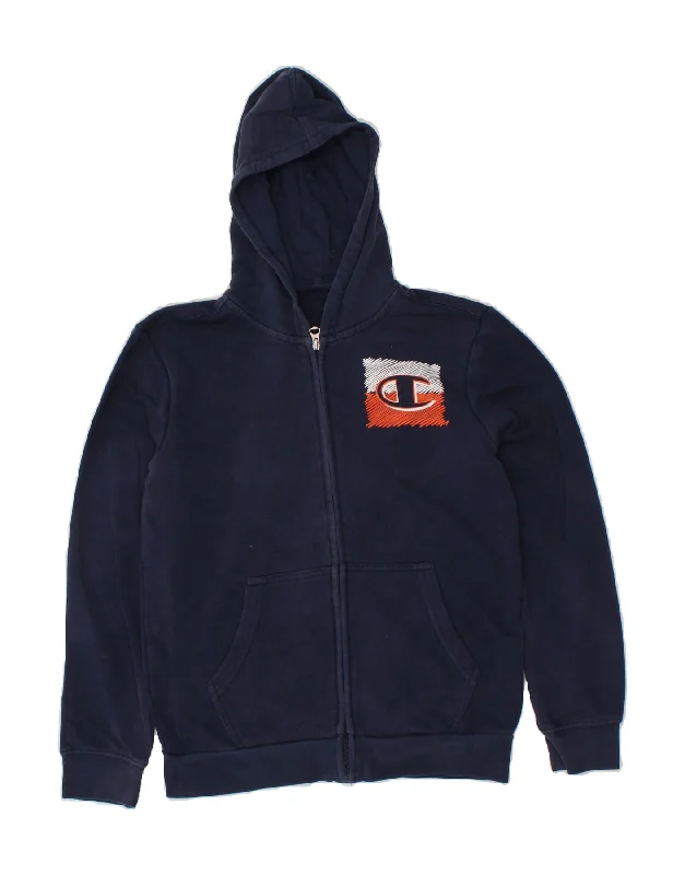 CHAMPION Boys Graphic Zip Hoodie Sweater 13-14 Years Navy Blue Cotton Hoodie with Hem Drawcord Adjustable Customizable CHAMPION Boys Graphic Zip Hoodie Sweater 13-14 Years Navy Blue Cotton Hoodie with Hem Drawcord Adjustable Customizable