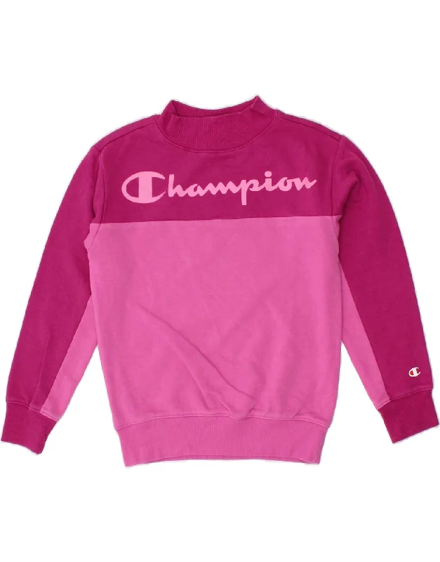 CHAMPION Girls Graphic Sweatshirt Jumper 9-10 Years Medium Pink Hoodie with Tie-Dye Psychedelic Retro CHAMPION Girls Graphic Sweatshirt Jumper 9-10 Years Medium Pink Hoodie with Tie-Dye Psychedelic Retro