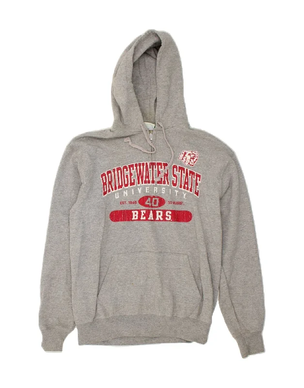 CHAMPION Mens Graphic Hoodie Jumper Medium Grey Hoodie with Logo Branding Identity