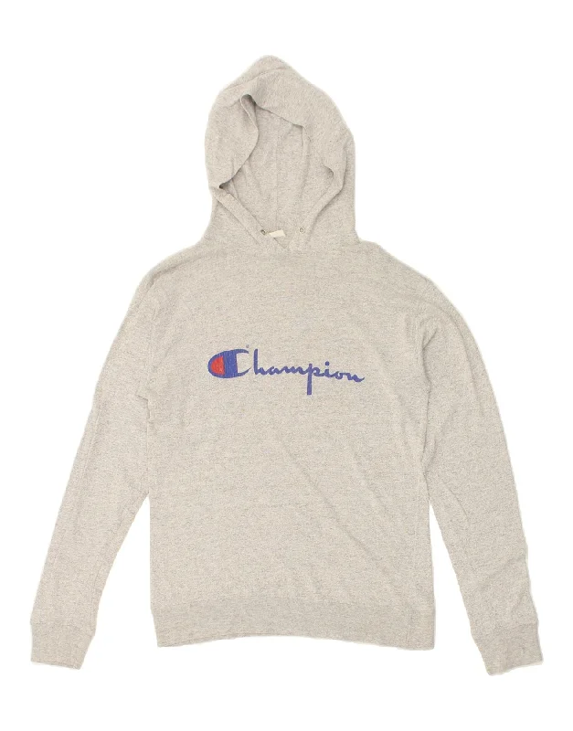 CHAMPION Mens Graphic Hoodie Jumper Small Grey Flecked Cotton Hoodie with Lace Feminine Delicate CHAMPION Mens Graphic Hoodie Jumper Small Grey Flecked Cotton Hoodie with Lace Feminine Delicate